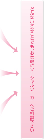 どんな小さなことでも、お気軽にソーシャルワーカーへご相談下さい