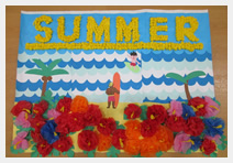 患者さんの作品　大きくSUMMERと書かれた海の絵